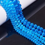 Round Cat Eye Beads, Elastic Crystal Thread, Stretchy String Bead Cord, for Beaded Jewelry Making,, Deep Sky Blue, Beads: 6~10mm, Hole: 0.8~1mm, 175pcs/box(G-SZ0001-80F)
