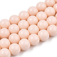 Opaque Solid Color Glass Beads Strands, Round, PeachPuff, 9.5~10mm, Hole: 1.5mm, about 40~42pcs/strand, 14.76~15.12 inch(37.5~38.4cm)(GLAA-T032-P10mm-09)