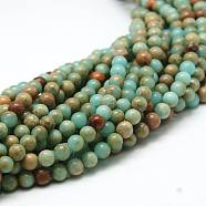 Round Synthetic Aqua Terra Jasper Beads Strands, Dyed, 4mm, Hole: 0.5mm, about 99pcs/strand, 15.7 inch(G-N0160-04-4mm)