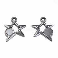 304 Stainless Steel Charms, with White Shell, Star, Stainless Steel Color, 15x13x2mm, Hole: 1.6mm(STAS-N087-51-05P)