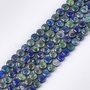 Natural Chrysocolla and Lapis Lazuli Beads Strands, Faceted, Flat Round, 4~4.5x2.5~3mm, Hole: 0.8mm, about 88~89pcs/strand, 14.9 inch~15.1 inch(G-S354-41)