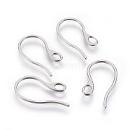 304 Stainless Steel Earring Hooks, with Horizontal Loop, Stainless Steel Color, 22x11x0.8mm, Hole: 2.5x3.5mm, 20 Gauge, Pin: 0.8mm(STAS-L219-01P)