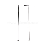 304 Stainless Steel Stud Earring Finding, with Hole, Ear Thread, Electrophoresis Black, 109x1x0.4mm, Hole: 1.7mm, Pin: 0.7mm(X-STAS-E161-07EB)