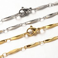 304 Stainless Steel Bar Link Chains Necklaces, with Lobster Claw Clasps, Faceted, Mixed Color, 17.2 inch(43.7cm)(NJEW-O066-17)