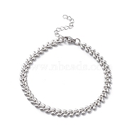 304 Stainless Steel Cobs Chain Bracelets for Men Women, Stainless Steel Color, 7-1/2 inch(19cm)(STAS-B039-08P)