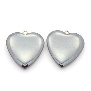 Non-magnetic Synthetic Hematite Pendants, Grade AA, with Brass Findings, Heart, 27x25x6mm, Hole: 1.5mm(X-G-N0050-05)