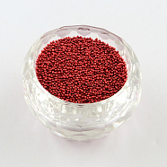 Color Plated DIY 3D Nail Art Decoration Mini Glass Beads, Tiny Caviar Nail Beads, FireBrick, 0.6~0.8mm, about 450g/bag(MRMJ-R038-E09)