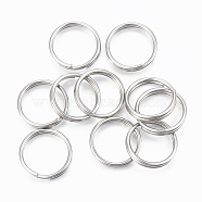304 Stainless Steel Split Rings, Double Loops Jump Rings, Stainless Steel Color, 12x2mm, about 10mm inner diameter(STAS-H413-07P-B)