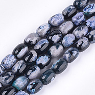 Natural Fire Crackle Agate Beads Strands, Dyed, Barrel, Royal Blue, 17~18x13mm, Hole: 1mm, about 22pcs/strand, 15.3 inch(G-T121-03A)
