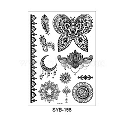 Mandala Pattern Vintage Removable Temporary Water Proof Tattoos Paper Stickers, Mixed Patterns, 21x15cm(MAND-PW0001-15B)