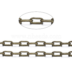 Brass Cable Chains, Unwelded, with Spool, Oval, Lead Free and Nickel Free, Antique Bronze, Link: about 5mm long, 2mm wide, 1mm thick(X-CHC028Y-AB)