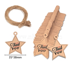 Thanksgiving Themed Star Paper Hang Gift Tags, with Hemp Cord, BurlyWood, 3.8x3.5cm, 100pcs/set(PAAG-PW0001-156)