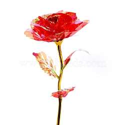 Plastic Rose with Metal Rod Flower Branch, for Wedding Gift Valentine's Day Present, Red, 250x85mm(PW-WG18569-01)