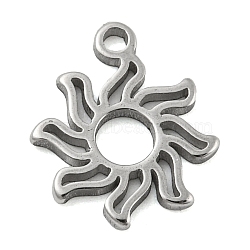 Laser Cut 304 Stainless Steel Charms, Sun Charms, Stainless Steel Color, 11x10x1mm, Hole: 1.2mm(STAS-G323-01P)