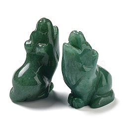 Natural Green Aventurine Wolf Figurine Display Decorations, Energy Stone Ornaments, 37x52.5mm(G-PW0007-013F)