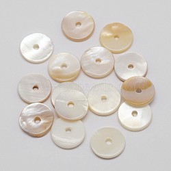 Dyed Natural Shell Bead Spacers, Disc/Flat Round, Heishi Beads, Lavender, 10x2mm, Hole: 1mm(X-SHEL-P004-07B)