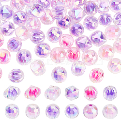 Elite 72Pcs 12 Styles UV Plating Transparent Acrylic Beads, Round & Polygon & Rectangle & Pumpkin, Mixed Color, 15~16x14~16mm, Hole: 2.7~3.1mm, 6pcs/style(TACR-PH0001-57A)