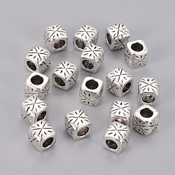 Tibetan Style Spacer Beads, Lead Free & Cadmium Free, Tubbish, Antique Silver, 9x9x9mm, Hole: 5.5mm(LF0986Y)