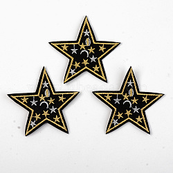 Computerized Embroidery Cloth Iron on/Sew on Patches, Appliques, Costume Accessories, Star, Black, 67x72x1.5mm(DIY-S040-044)