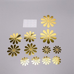 PVC Flower Wall Stickers, with Glue Stickers, for Home Decoration, Gold, 6~12x0.2mm and 101x72mm(DIY-TAC0008-53A)