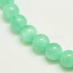 Dyed Natural Green Jade Beads Strands, Round, Turquoise, 8mm, Hole: 1.5mm, about 46pcs/strand, 15.74 inch(X-JBS053-8MM-27)