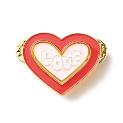 Love Word Heart Flipped Enamel Pins Set, Combined Double Iron Enamel Brooches for Backpack Clothes, Golden, Pink, 17.5x24.5x9mm, 28x41x9mm(JEWB-C012-03A)