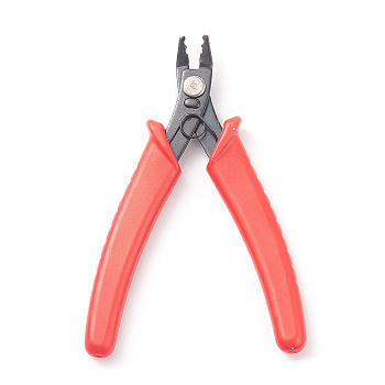 45# Carbon Steel Jewelry Pliers for Jewelry Making Supplies, Crimper Pliers for Crimp Beads, Wire Cutter, Red, 12.8x8.3x0.9cm