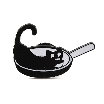 Liquid Cat Enamel Pins, Black Alloy Badge for Backpack Clothes, Pan, 21.5x32x1.3mm