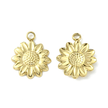 304 Stainless Steel Charms, Flower Charms, Real 14K Gold Plated, 12.5x10x1.5mm, Hole: 1.5mm