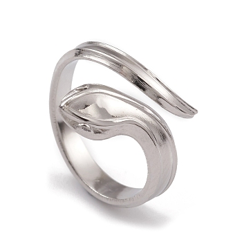 304 Stainless Steel Snake Open Cuff Rings for Women, Stainless Steel Color, US Size 7 1/4(17.5mm)