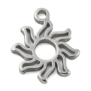 Laser Cut 304 Stainless Steel Charms, Sun Charms, Stainless Steel Color, 11x10x1mm, Hole: 1.2mm