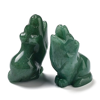 Natural Green Aventurine Wolf Figurine Display Decorations, Energy Stone Ornaments, 37x52.5mm
