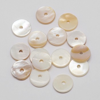 Dyed Natural Shell Bead Spacers, Disc/Flat Round, Heishi Beads, Lavender, 10x2mm, Hole: 1mm