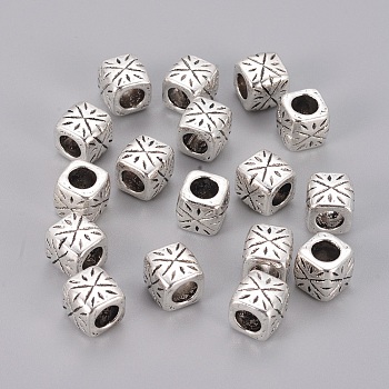 Tibetan Style Spacer Beads, Lead Free & Cadmium Free, Tubbish, Antique Silver, 9x9x9mm, Hole: 5.5mm
