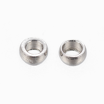 201 Stainless Steel Beads, Rondelle, Stainless Steel Color, 1.5x0.8mm, Hole: 0.8mm