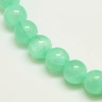 Dyed Natural Green Jade Beads Strands, Round, Turquoise, 8mm, Hole: 1.5mm, about 46pcs/strand, 15.74 inch