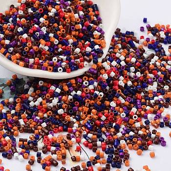 Baking Paint Glass Seed Beads, Cylinder, Dark Red, 2x1.5mm, Hole: 1mm, about 5599pcs/50g