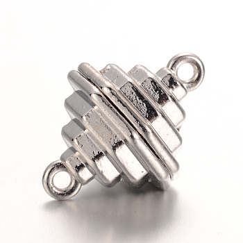 Bicone Brass Magnetic Clasps, Platinum, 21x15mm, Hole: 1.5mm