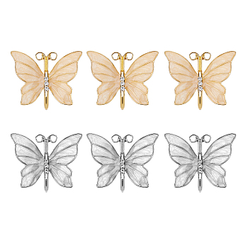 Alloy Napkin Rings, Napkin Holder Adornment, for Place Settings, Wedding & Party Decoration, Butterfly, Platinum & Golden, 6pcs/set