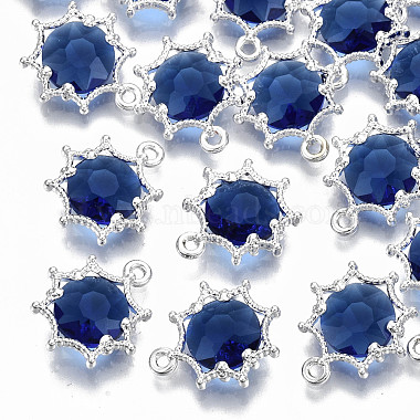 Silver Blue Flower Alloy+Glass Pendants
