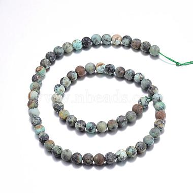 Brins de perles rondes en turquoise africaine naturelle (jaspe) givré(G-D746-8mm)-2