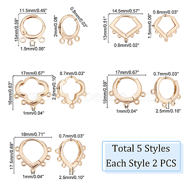 Pandahall Elite 10pcs 5 résultats de boucles d'oreilles en laiton de style(FIND-PH0005-44)-5