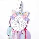 Handmade Unicorn Woven Net/Web with Feather Wall Hanging Decoration(HJEW-A001-01B)-2