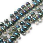 Electroplate Glass Beads, Top Drilled, Teardrop, Light Sea Green, 8.5x5x5.5mm, Hole: 0.8mm(GLAA-WH0023-29J)
