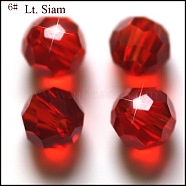 Imitation Austrian Crystal Beads, Grade AAA, Faceted(32 Facets), Round, Red, 8mm, Hole: 0.9~1.4mm(SWAR-F021-8mm-227)