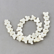 Natural Sea Shell Beads Strands, Butterfly, Creamy White, 11.5x14~15x3mm, Hole: 0.8~0.9mm, about 30pcs/strand, 11.4 inch(X-SSHEL-Q296-38)