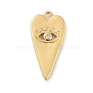 Eco-Friendly Brass Micro Pave Clear Cubic Zirconia Pendants, Cadmium Free & Lead Free, Heart, Real 18K Gold Plated, 21.5x10.5x2mm, Hole: 1.5mm(ZIRC-C027-03G-RS)