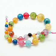Natural Crackle Agate Graduated Beads Strands, Dyed, Faceted, Round, Colorful, 6~20mm, Hole: 1~2mm(G-D057-1)