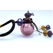 Lampwork Perfume Bottle Pendant Necklace with Polyester Chains and Plastic Dropper, Plum, 11.42~14.96 inch(29~38cm)(BOTT-PW0005-10B)