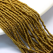 Plated Glass Seed Bead Strands, Round Hole, Golden Plated, 2x1~2mm, Hole: 0.5mm, about 12strands/bundle, 12bundles/bag, 80cm/strand, 31.4 inch(SEED-R027-E02)
